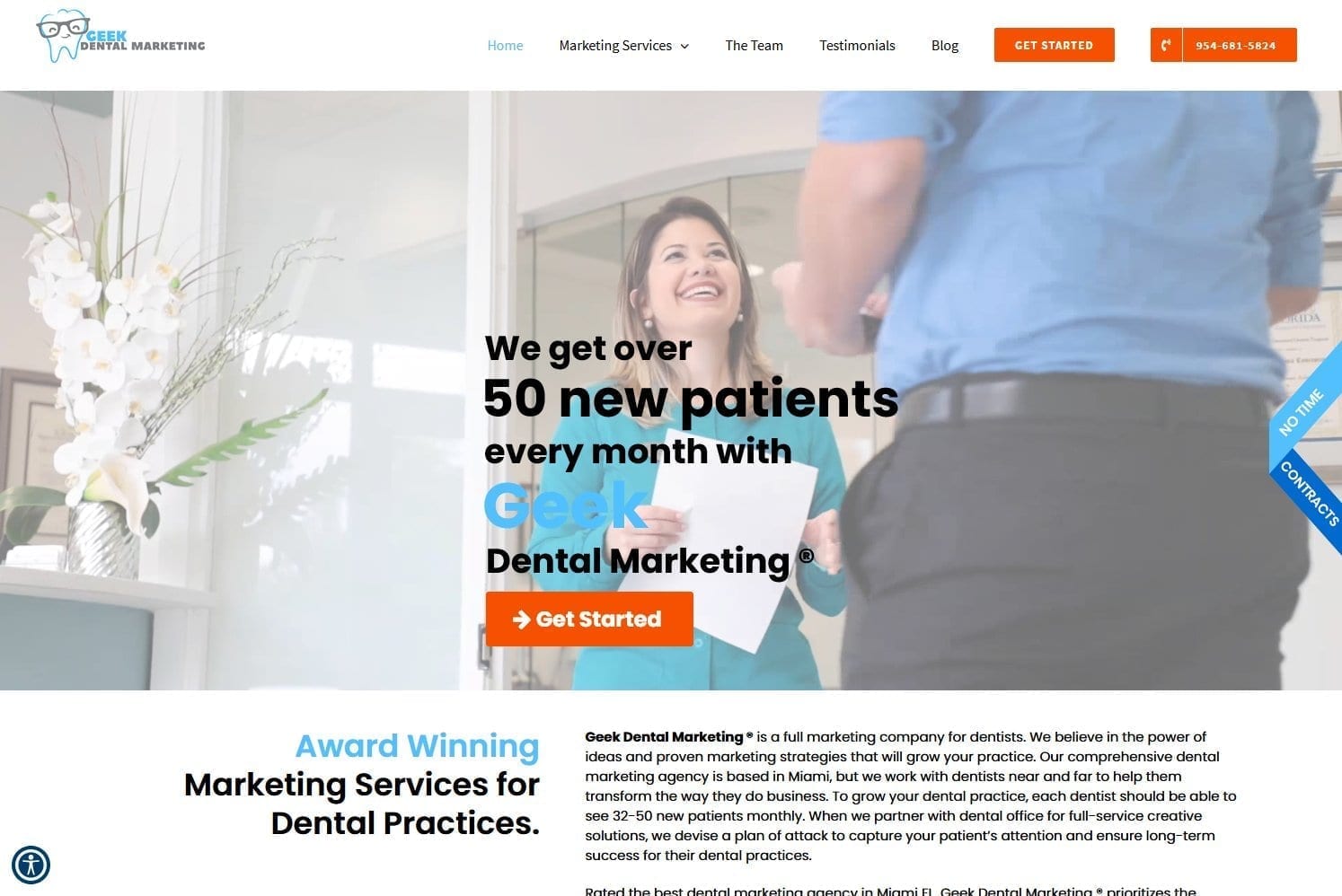Screen capture of Geekdentalmarketing.com