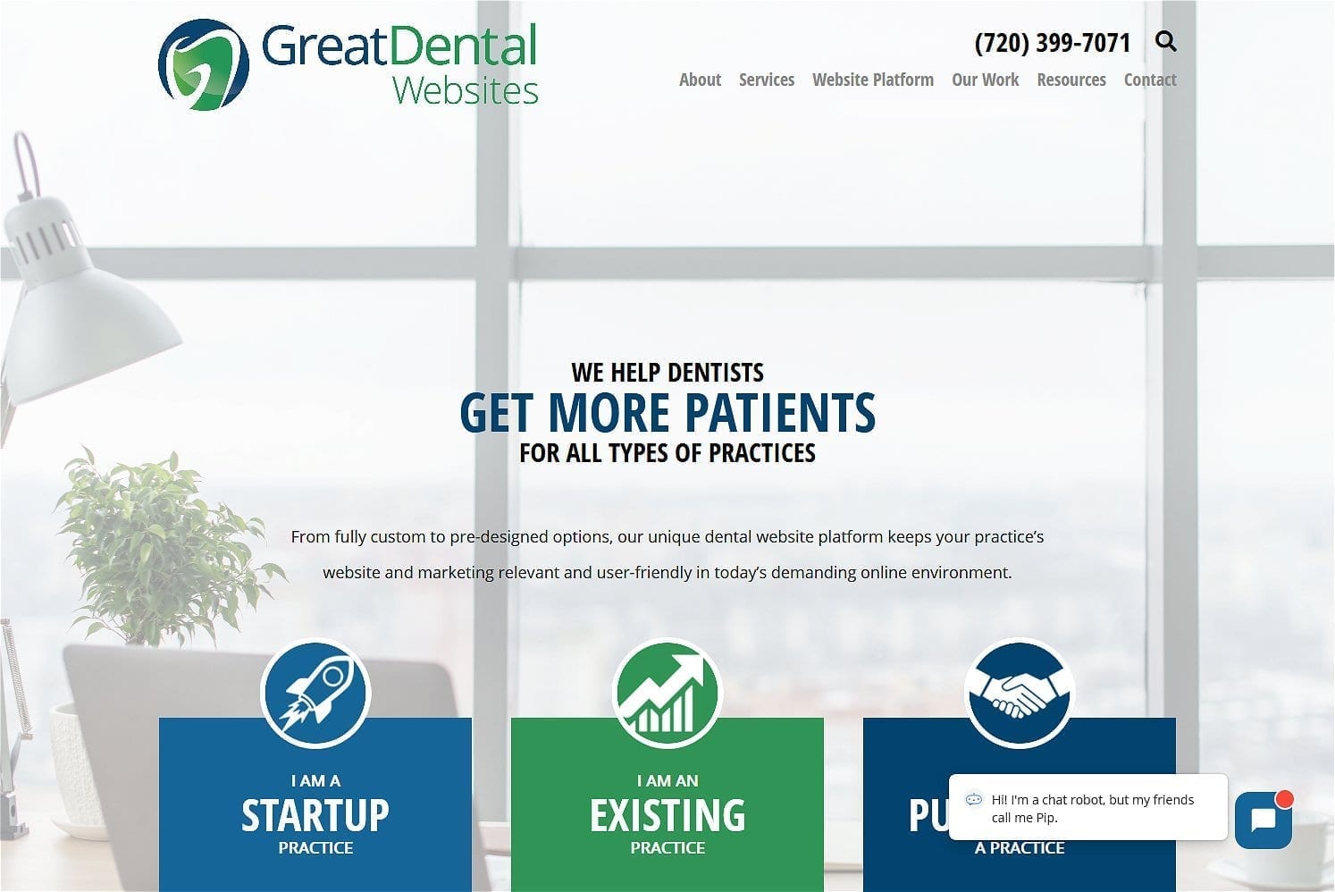 Screen capture of greatdentalwebsites.com