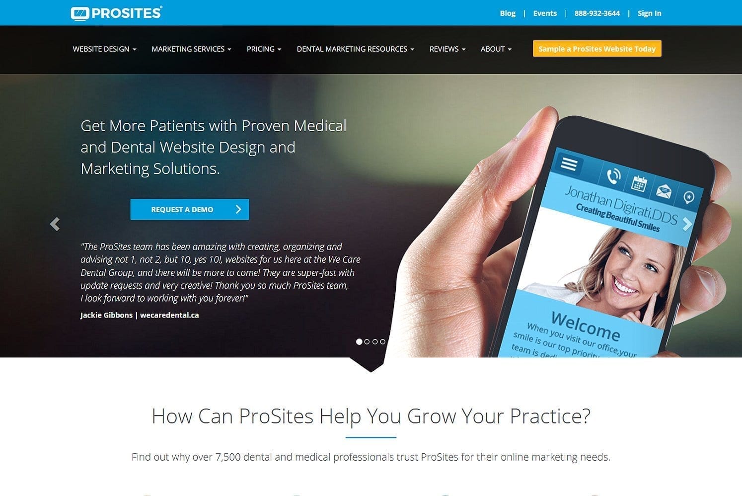 Screen capture of prosites.com