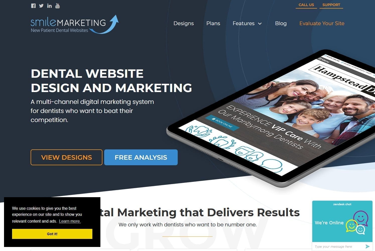 Screen capture of smilemarketing.com