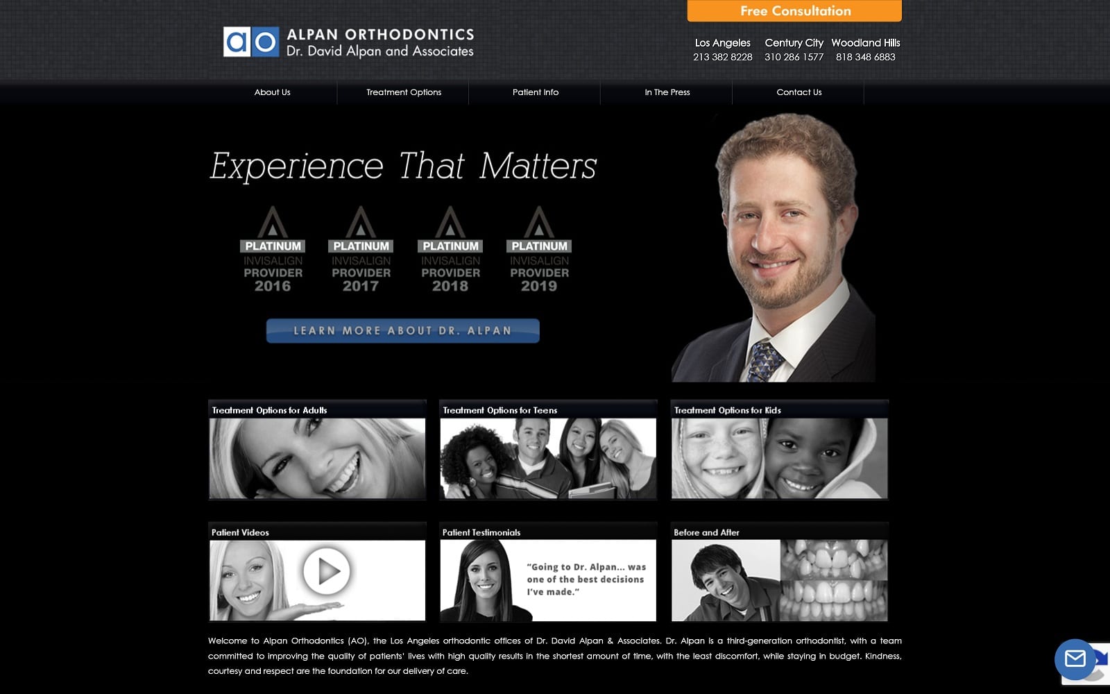 The Screenshot of Alpan Orthodontics aeortho.com Dr. David Alpan Website 