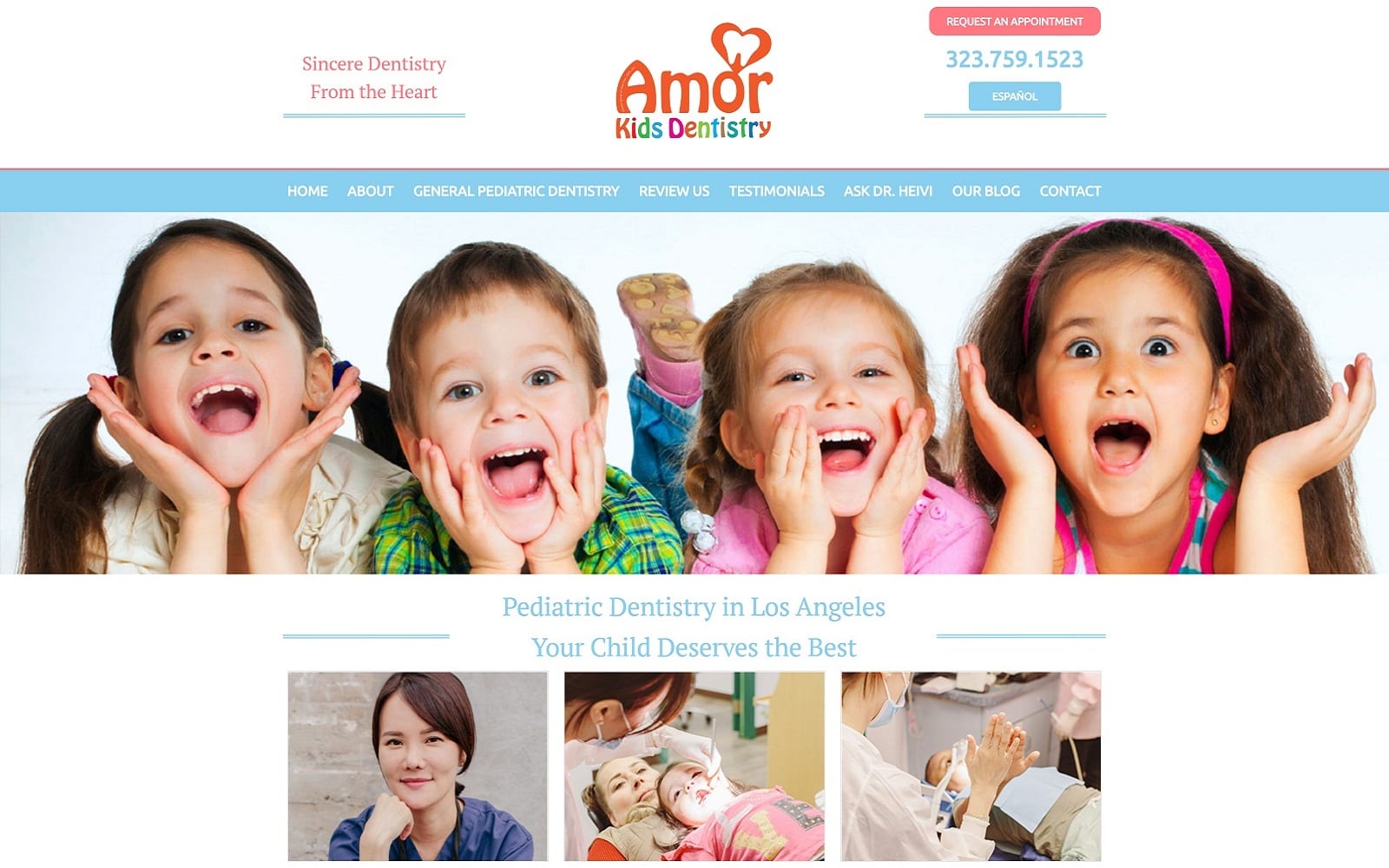 The Screenshot of Amor Kids Dentistry - Pediatric Dentist in Los Angeles amorkidsdentistry.com Website