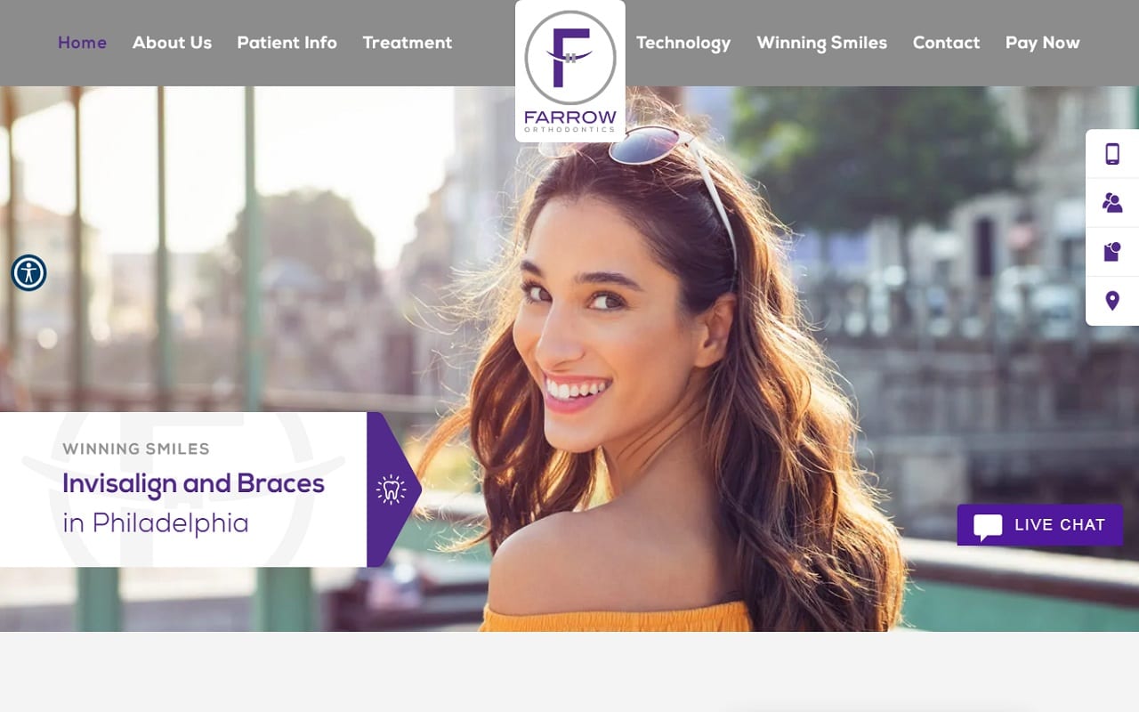 The Screenshot of Farrow Orthodontics dranthonyfarrow.com Dr. Anthony Farrow Website