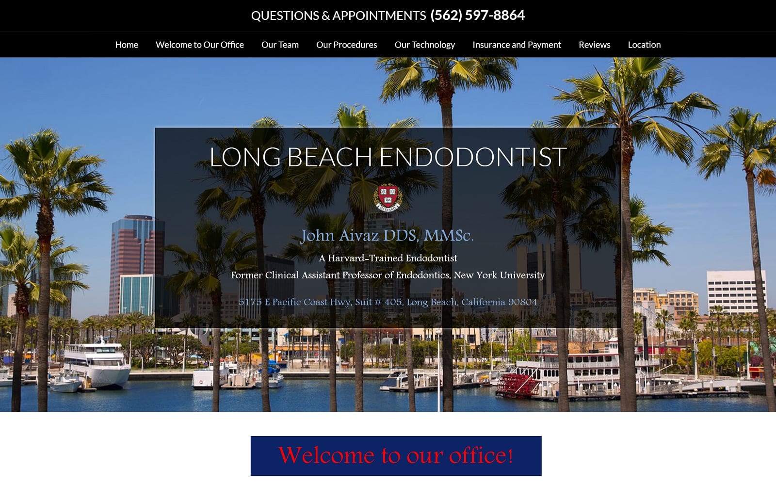 The Screenshot of Endodontistlongbeach.com Dr. John Aivaz, DDS Website