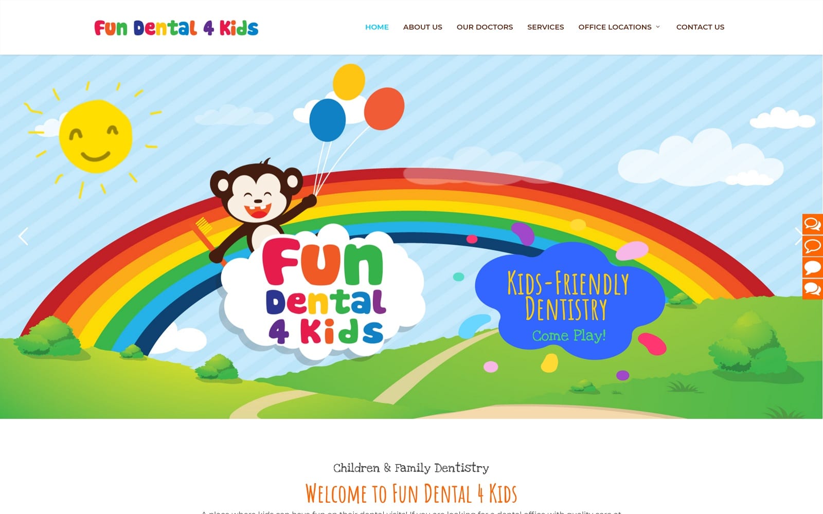 The Screenshot of Fun Dental 4 Kids Washington fundental4kids.com Website
