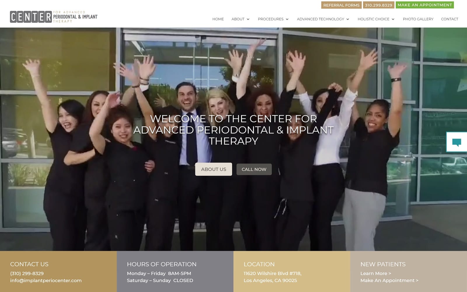 The Screenshot of CENTER for Advanced Periodontal & Implant Therapy implantperiocenter.com Website 
