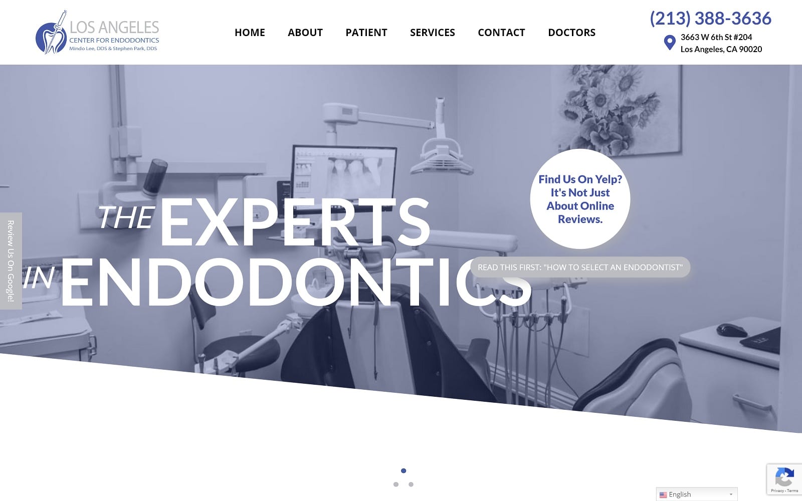 The Screenshot of Los Angeles Center For Endodontics  Lacenterendo.com Website
