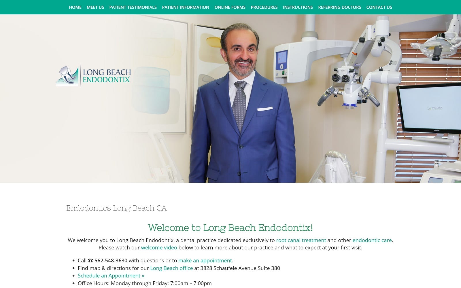 The Screenshot of Long Beach Endodontix Longbeachendodontix.com Dr. Younes Safa Website