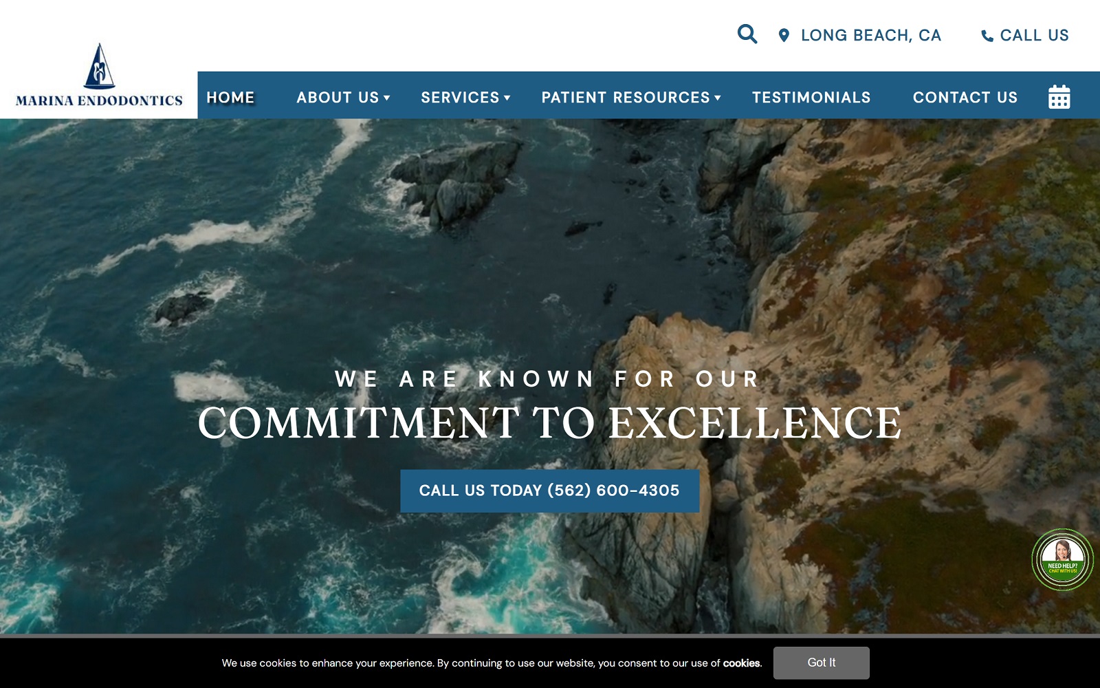 The Screenshot of Marina Endodontics Website