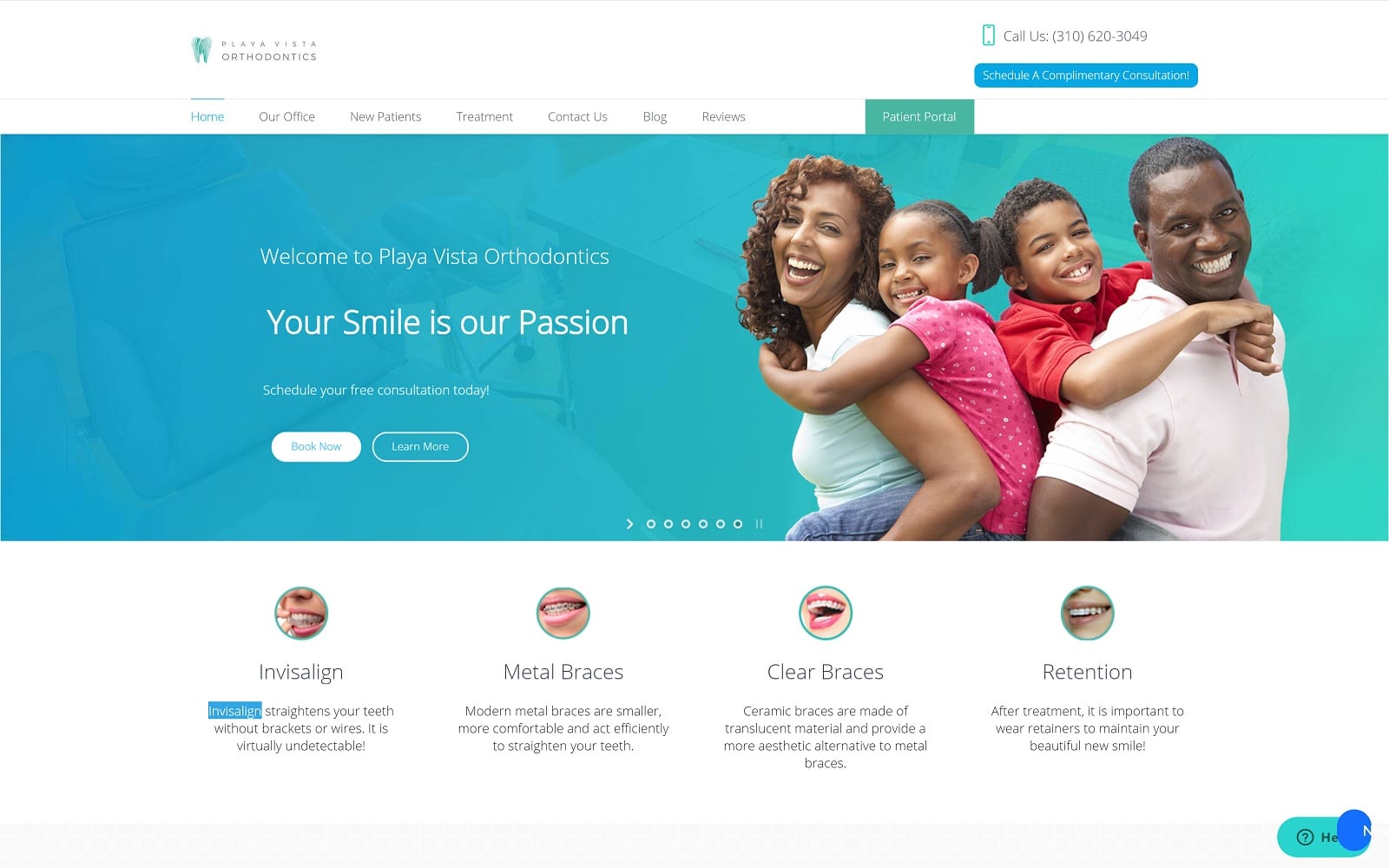 The Screenshot of Playa Vista Orthodontics playavistaorthodontics.com Website