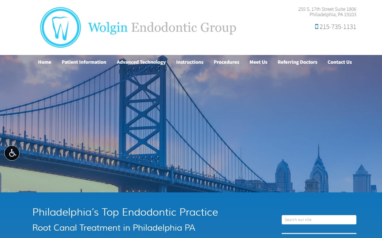 The Screenshot of Wolgin Endodontic Group wolginendogroup.com Dr. Josh Wolgin Website