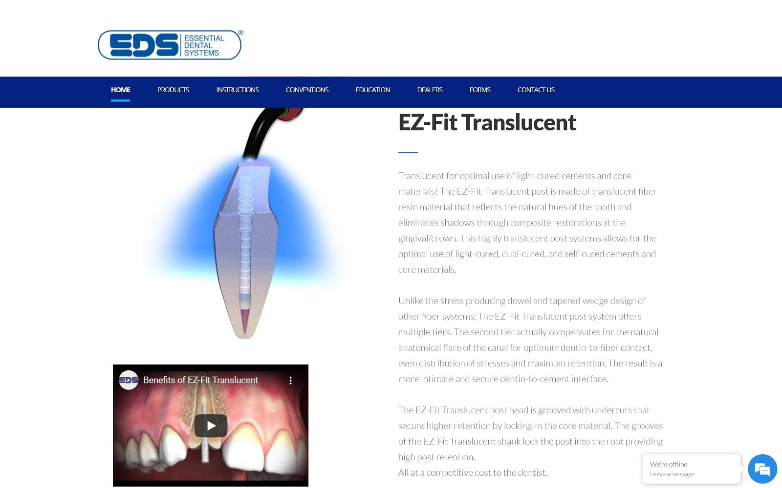 Edsdental.com Ez Fit Translucent Index website