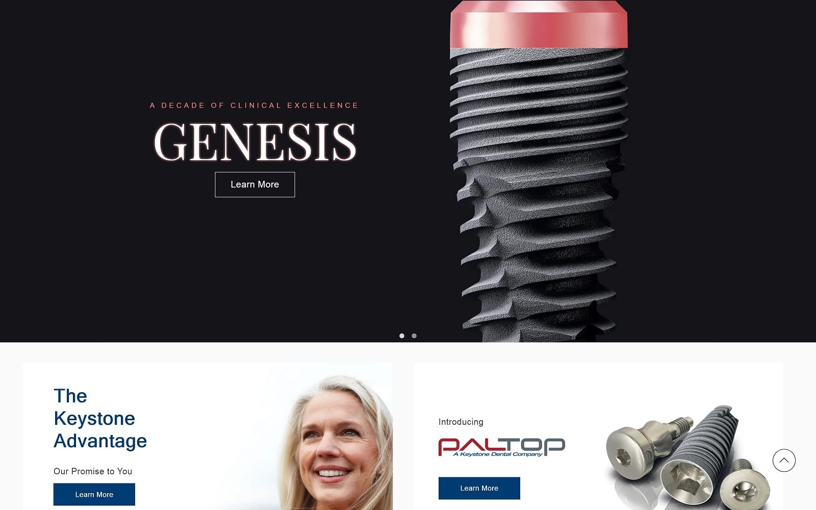 Keystone Dental implant manufacturer website screenshot