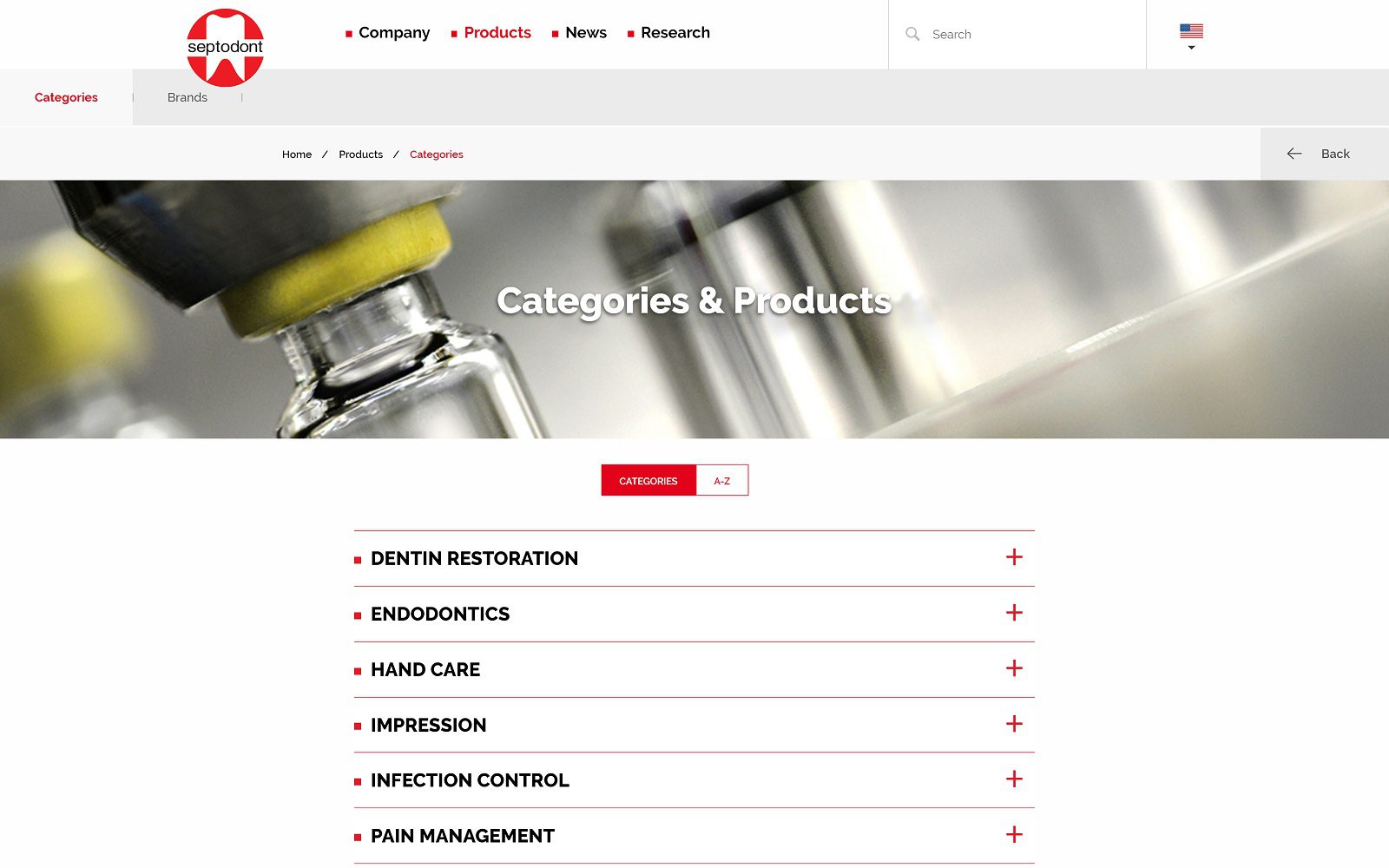 Septodontusa.com Products Msds Categories website