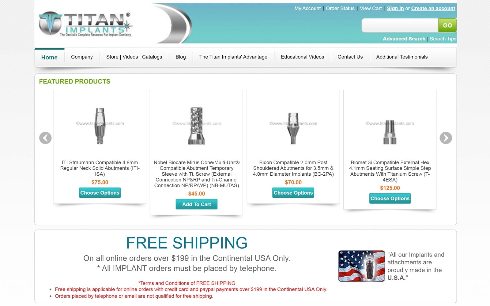 Titanimplants.com website