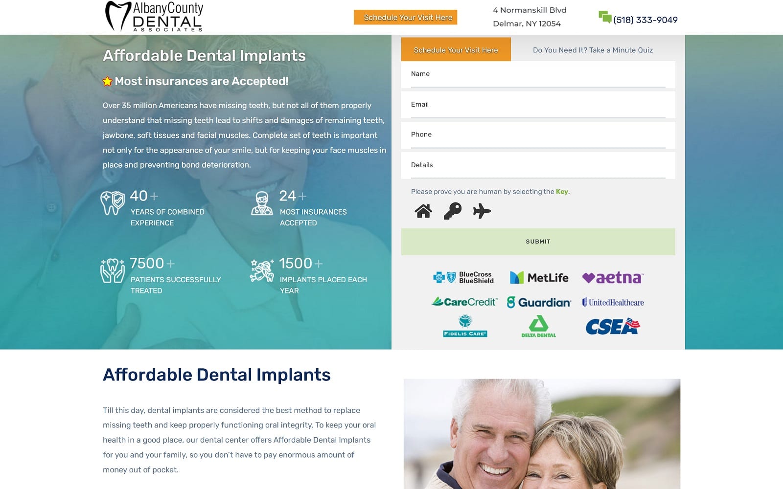 The Screenshot of Affordable Dental Implants affordabledentalimplants-albany.com Website
