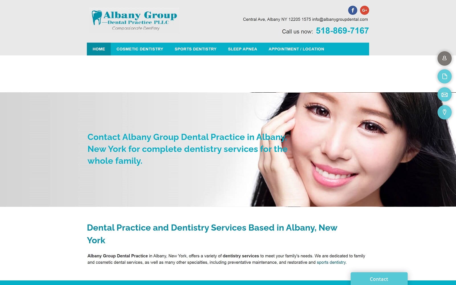 The Screenshot of Albany Group Dental Practice albanygroupdental.com Website