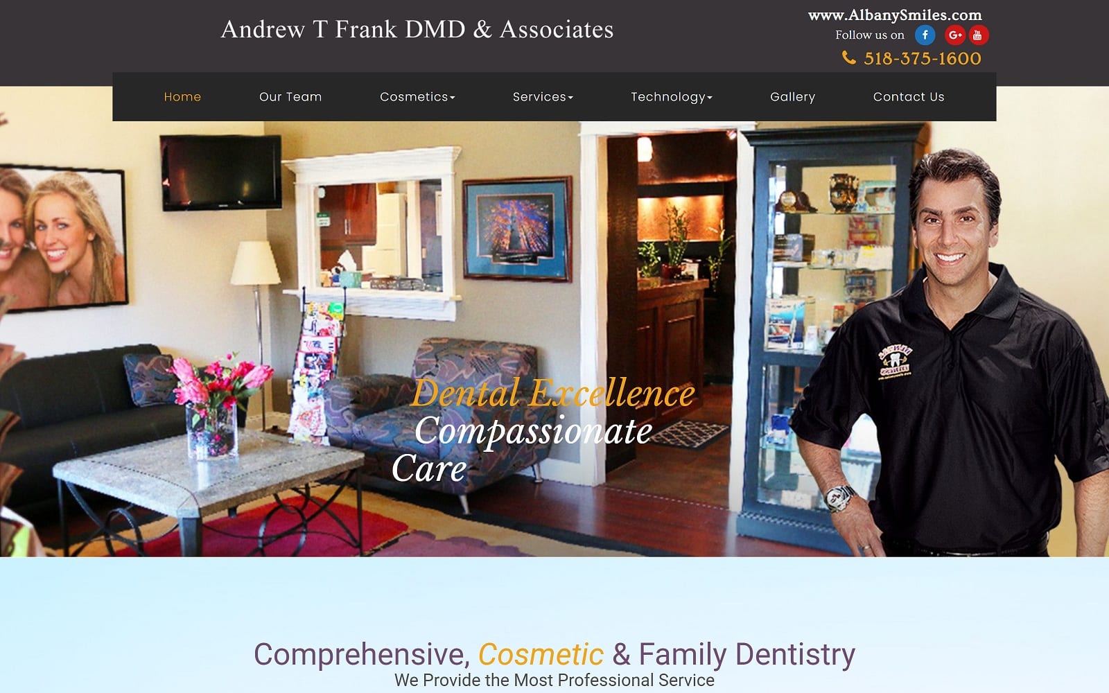 The Screenshot of Andrew T. Frank, DMD & Associates albanysmiles.com Website