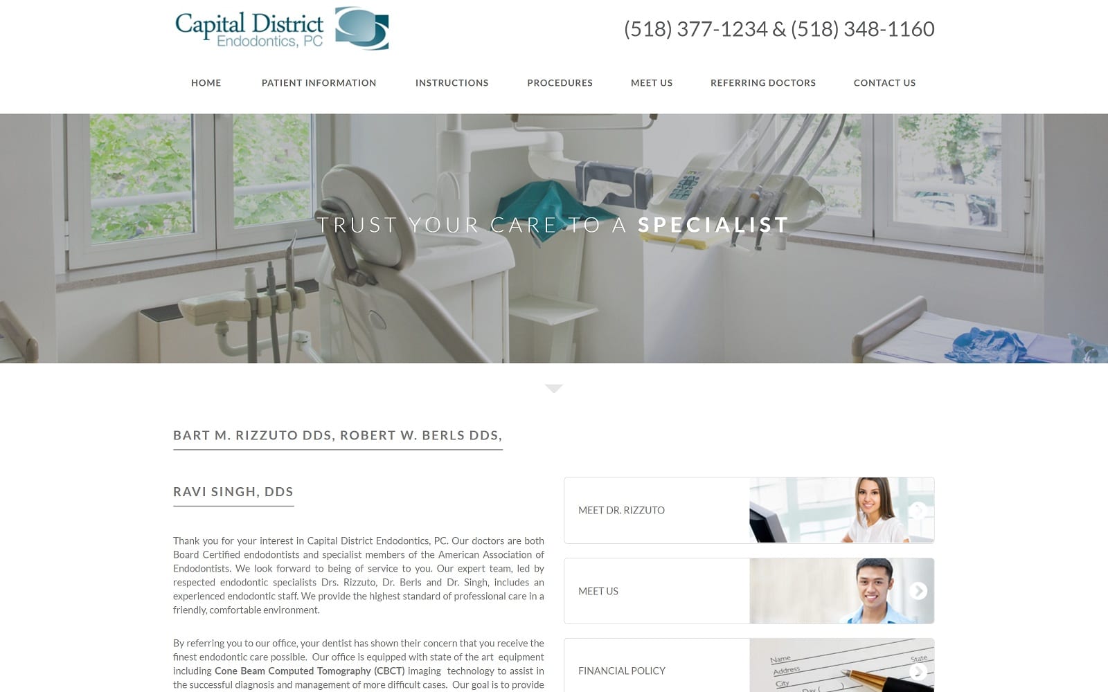 The Screenshot of Capital District Endodontics, PC capitaldistrictendodontics.com Website