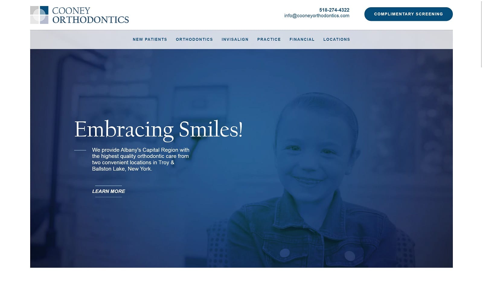 The Screenshot of Cooney Orthodontics - Troy Office cooneyorthodontics.com Website