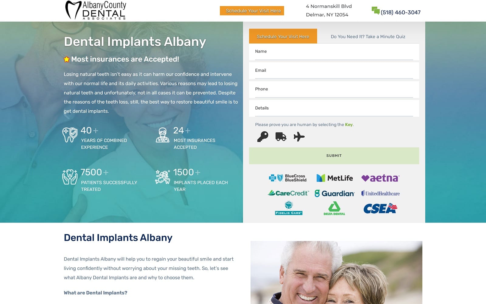 The Screenshot of Dental Implants Albany dentalimplantsalbany.net Website