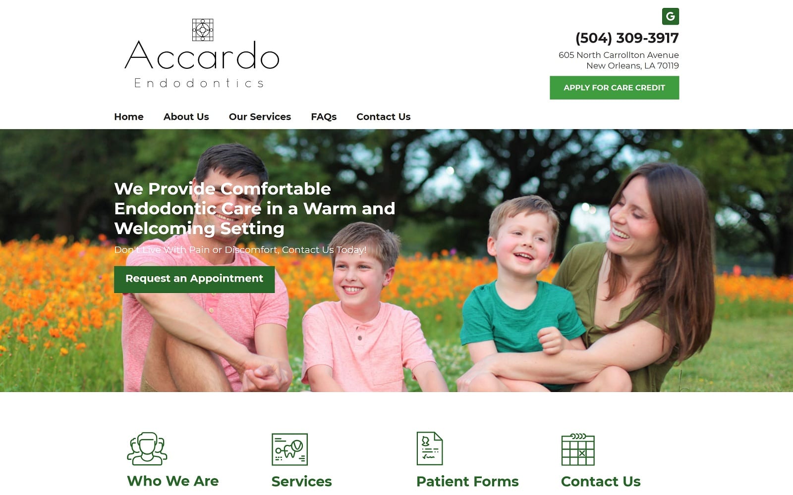 The Screenshot of Accardo Endodontics LLC accardoendo.com Website