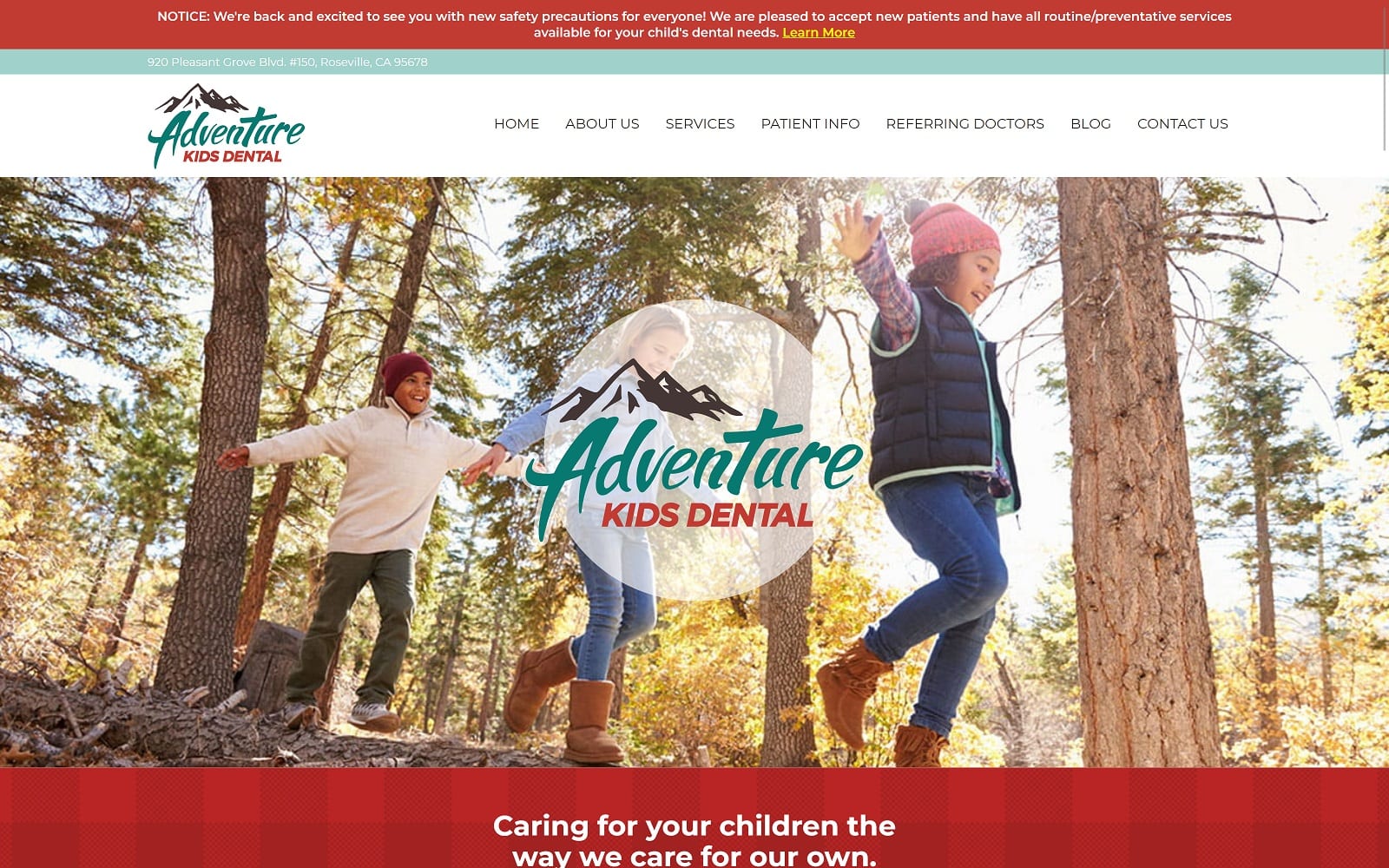 The Screenshot of Adventure Kids Dental adventurekidsdentalgroup.com Website