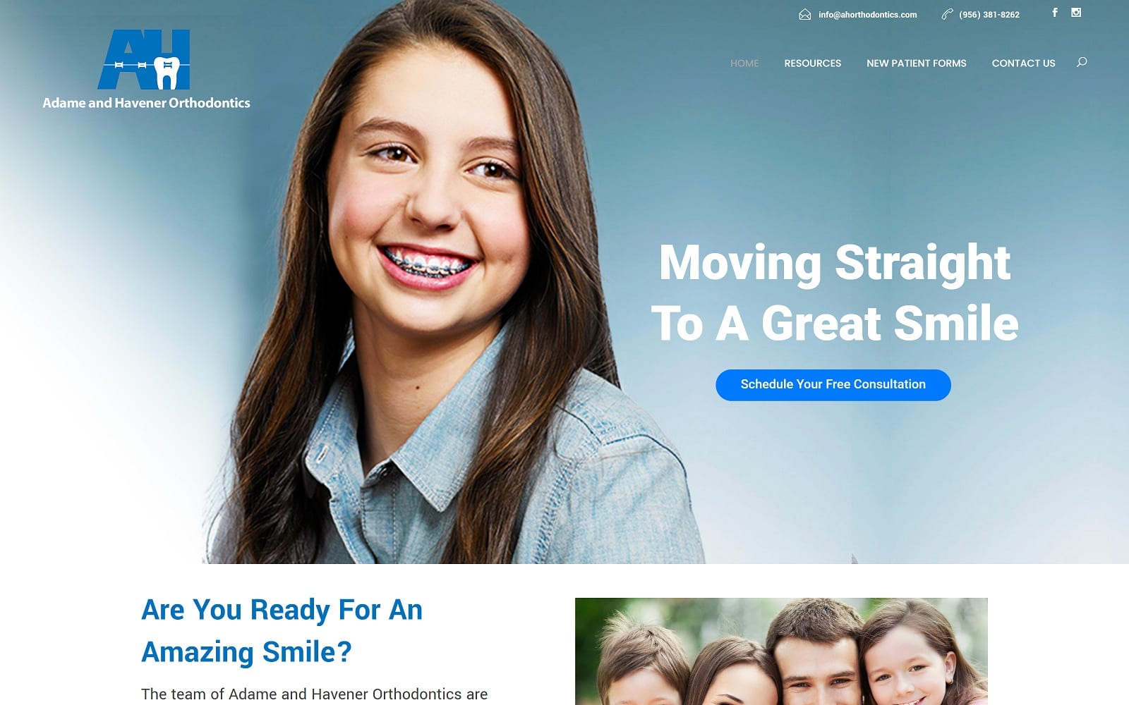 The Screenshot of Adame & Havener Orthodontics ahorthodontics.com Website