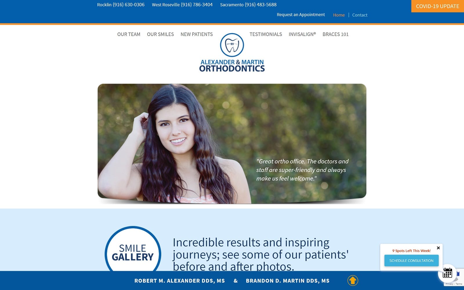 The Screenshot of Alexander & Martin Orthodontics ambraces.com Website