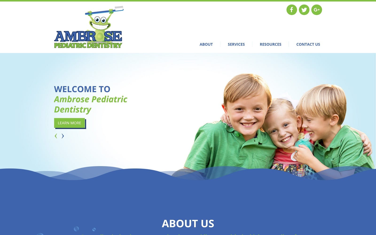 The Screenshot of Ambrose Pediatric Dentistry of Macon ambrosepd.com Website