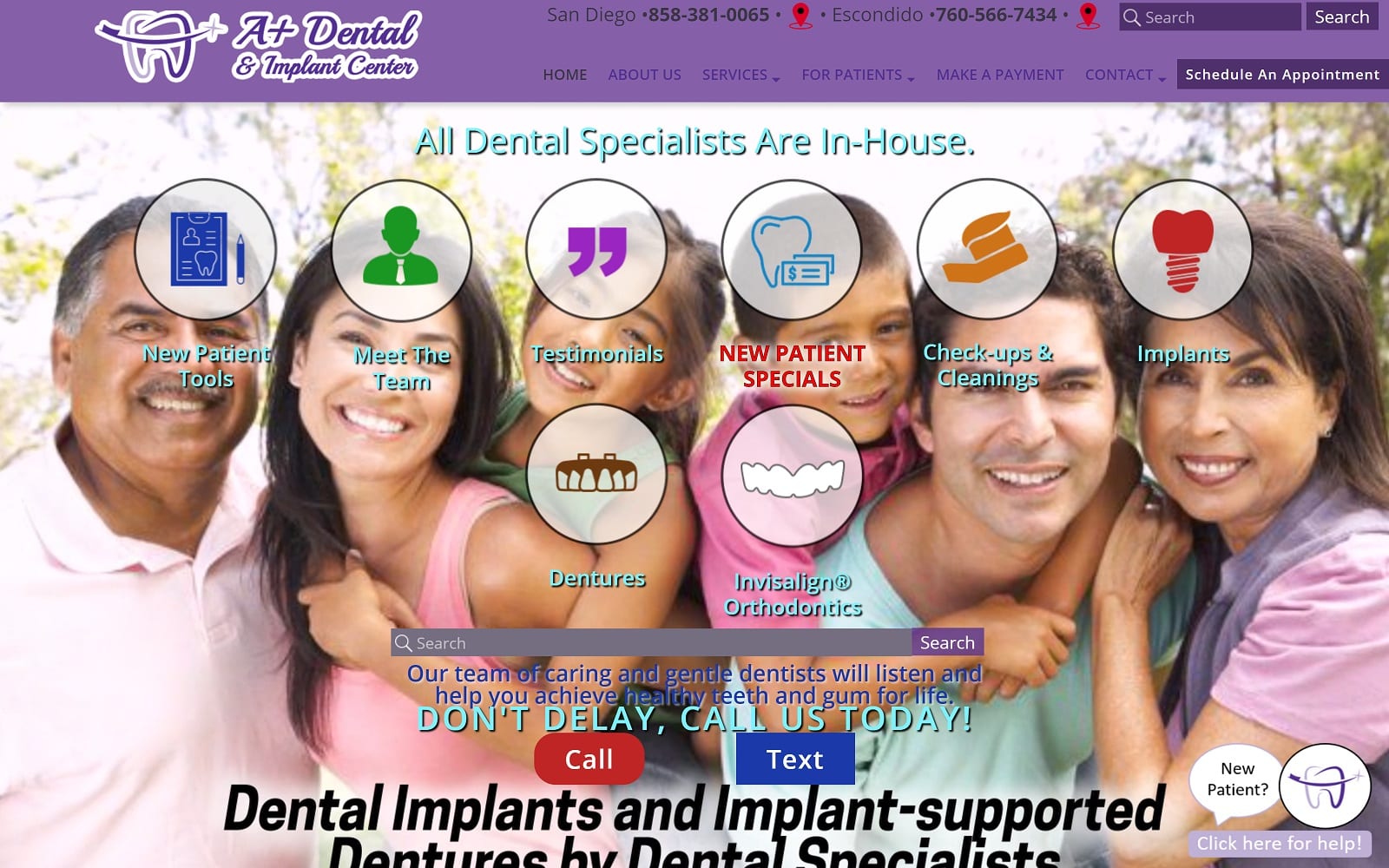 The Screenshot of A+ Dental & Implant Center - Escondido aplusdental.us Website