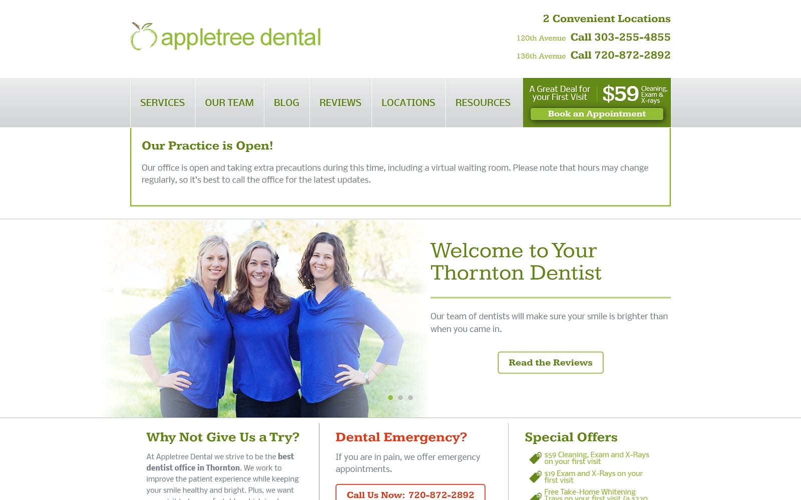 The Screenshot of Appletree Dental appletreesmile.com Website
