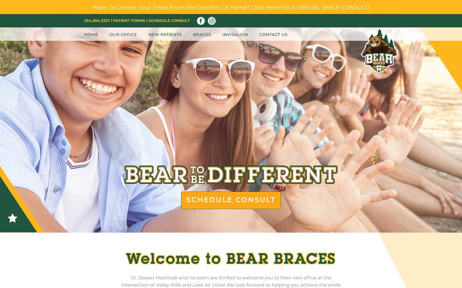 The Screenshot of Bear Braces bearbraces.com Dr. Steven Machicek  Website