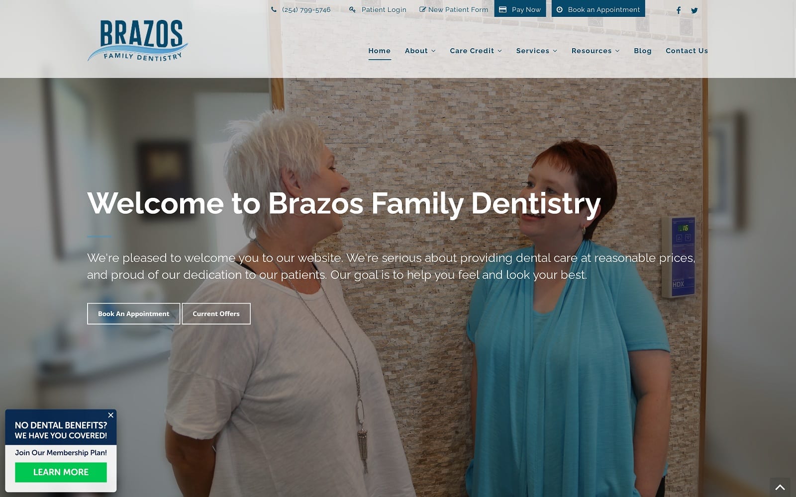 The Screenshot of Brazos Family Dentistry brazosfamilydentistry.com Website 