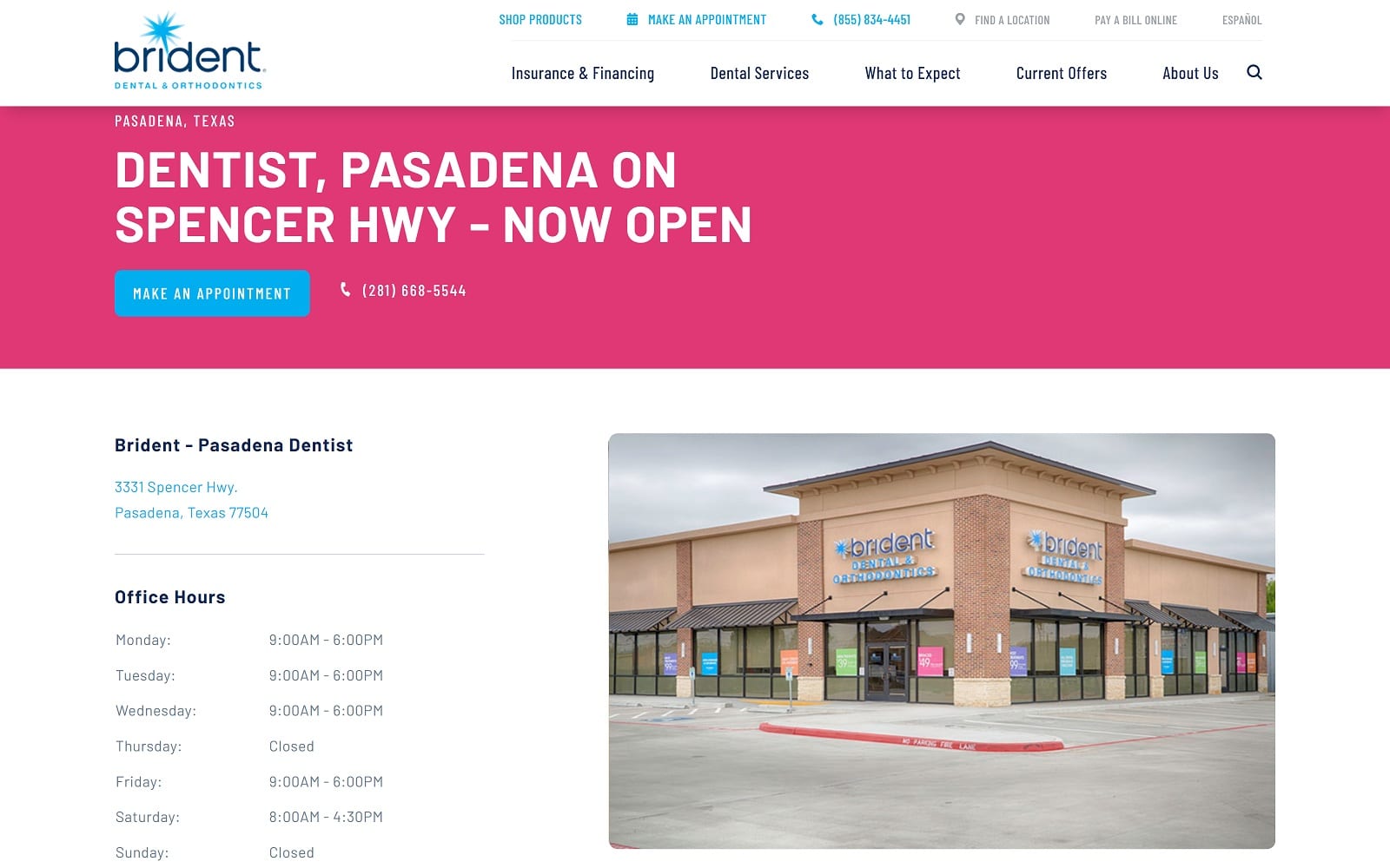 The Screenshot of Brident Dental & Orthodontics brident.com/Pasadena-TX-77504 Dr. Soumava Sen Website
