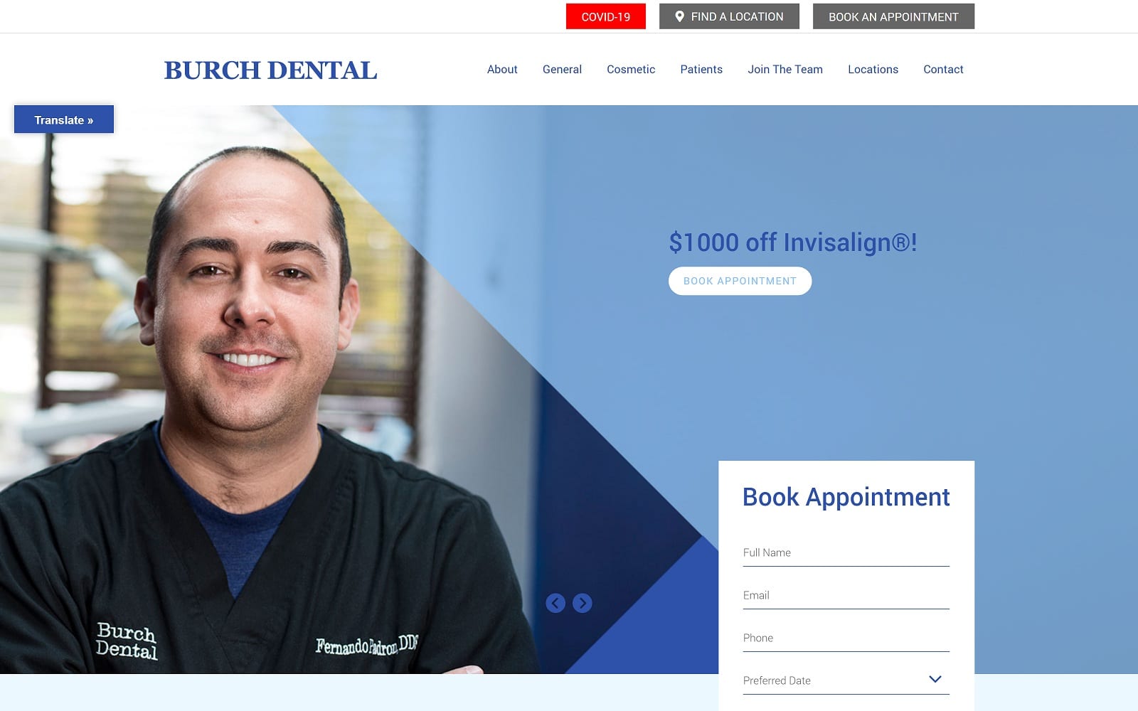 The Screenshot of Burch Dental Rockford North Main burchdental.com/locations/burch-dental-rockford-north-main/ Website
