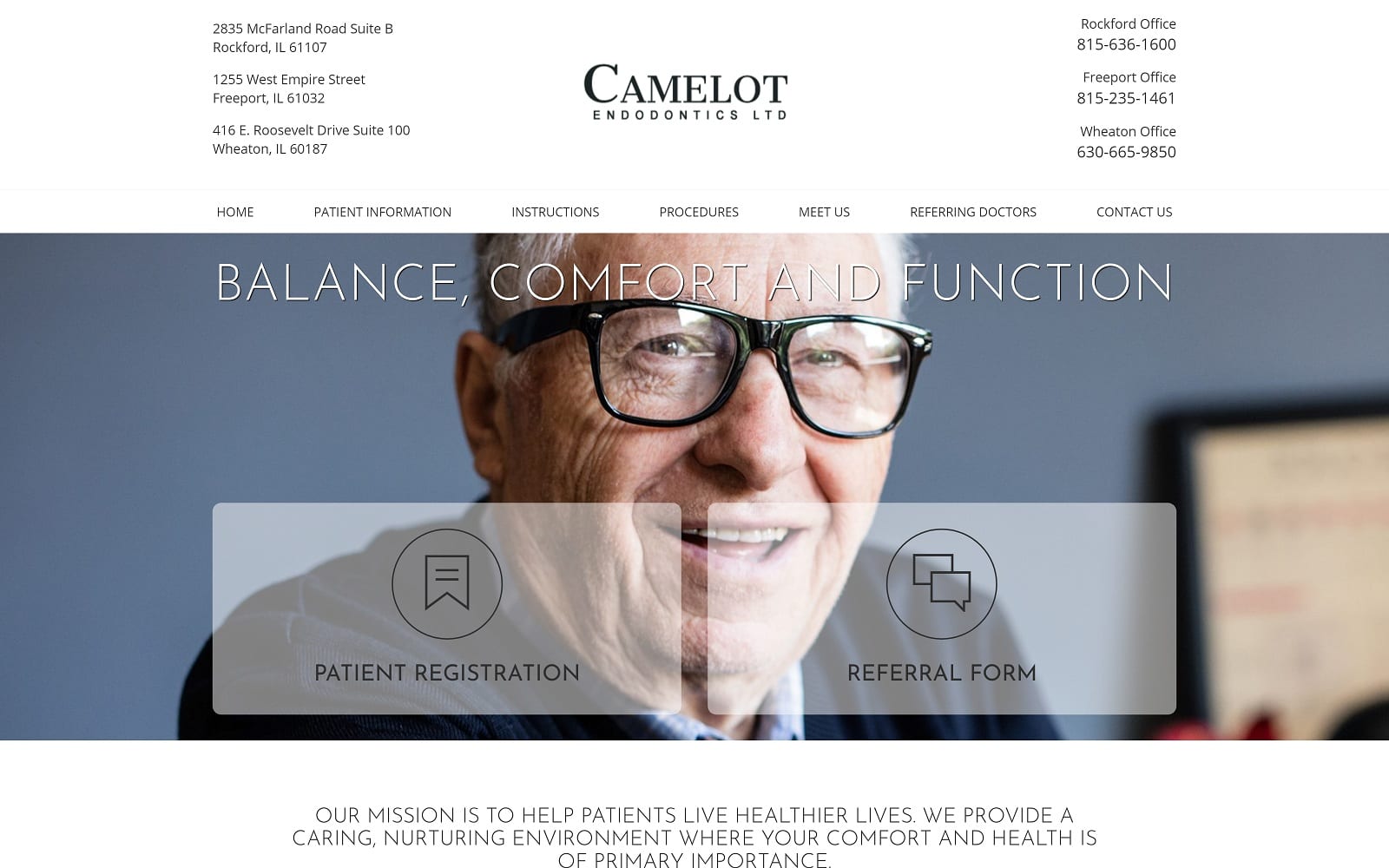 The Screenshot of Camelot Endodontics camelotendo.com Website