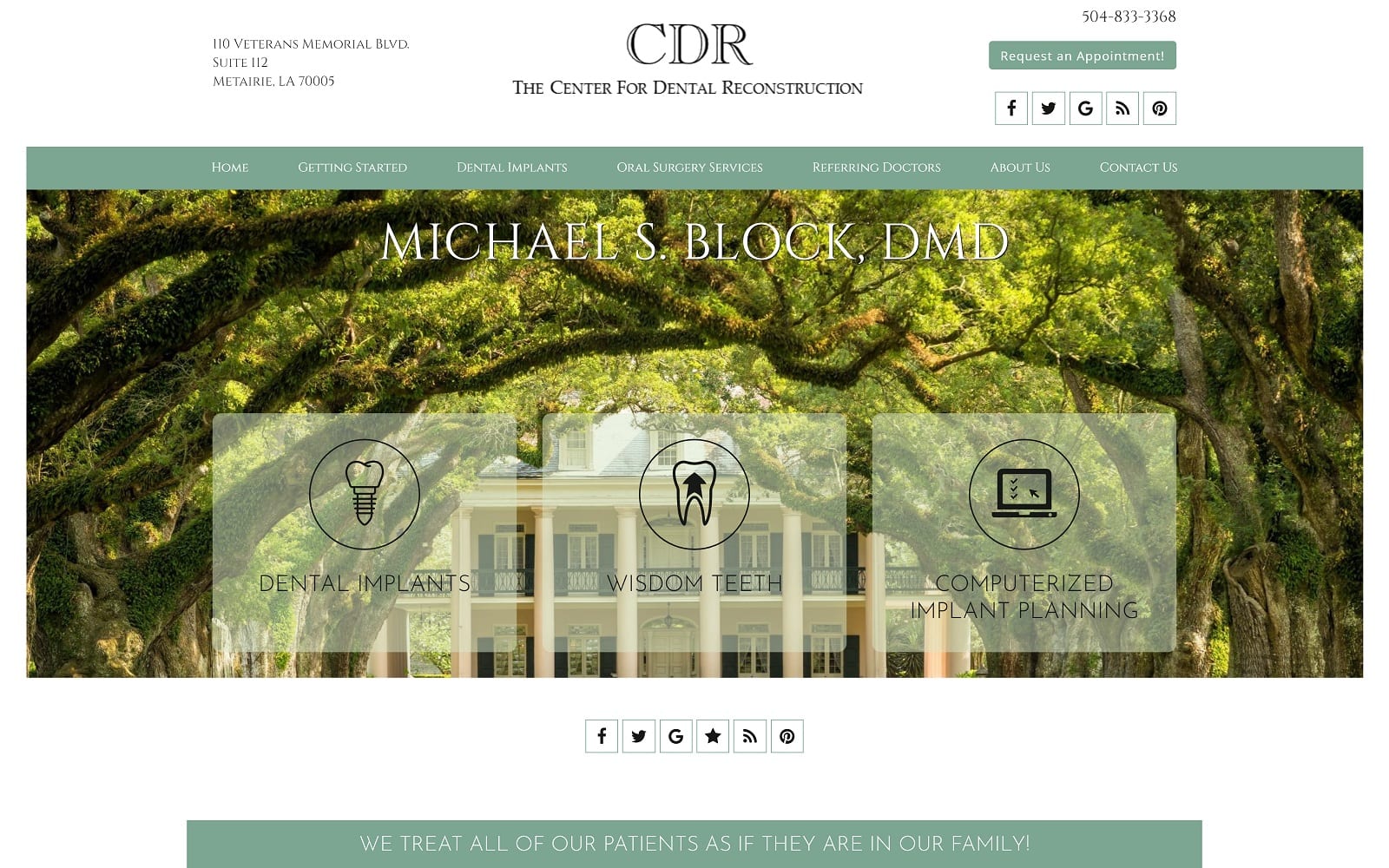 The Screenshot of The Center for Dental Reconstruction: Michael S. Block, D.M.D. centerfordentalreconstruction.com Website