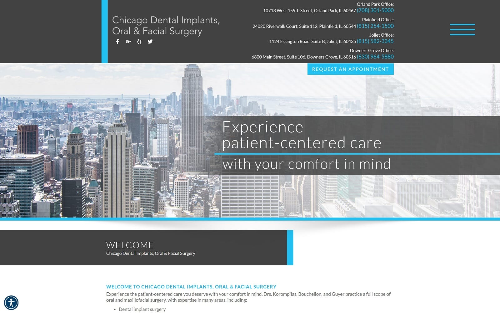 The Screenshot of Chicago Dental Implants & Oral Surgery chicagodentalimplants.com Website
