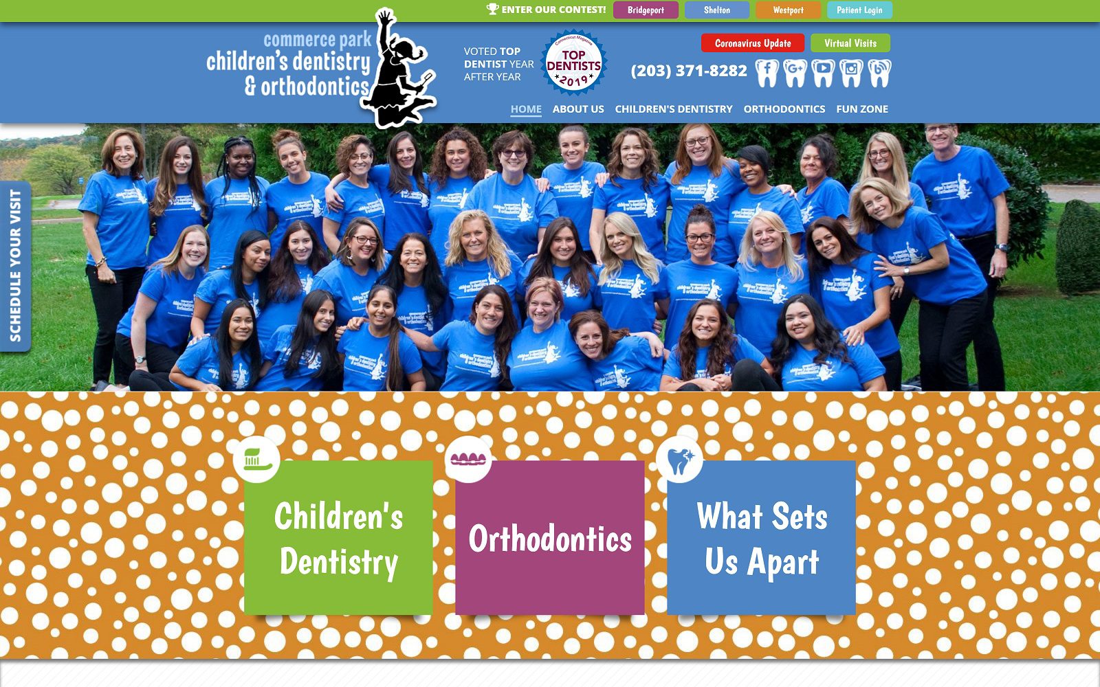 The Screenshot of Commerce Park Children's Dentistry & Orthodontics commerceparkdental.com Website