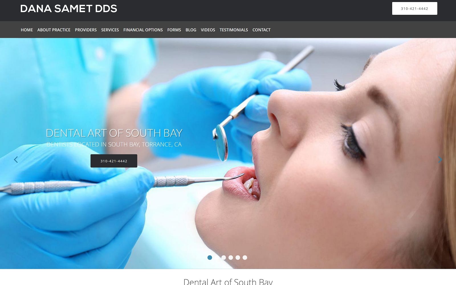 The Screenshot of Dental Art of South Bay: Dana Samet, DDS cosmeticdentisttorrance.com Website