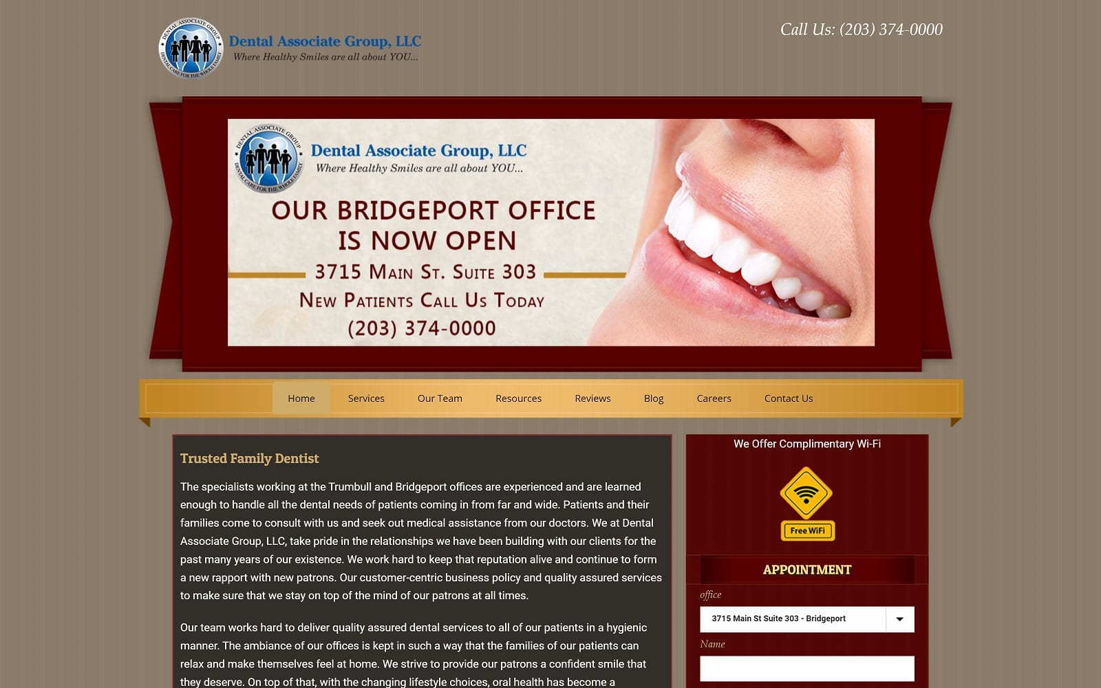 The Screenshot of Dental Associate Group dentalassociategroup.com Website