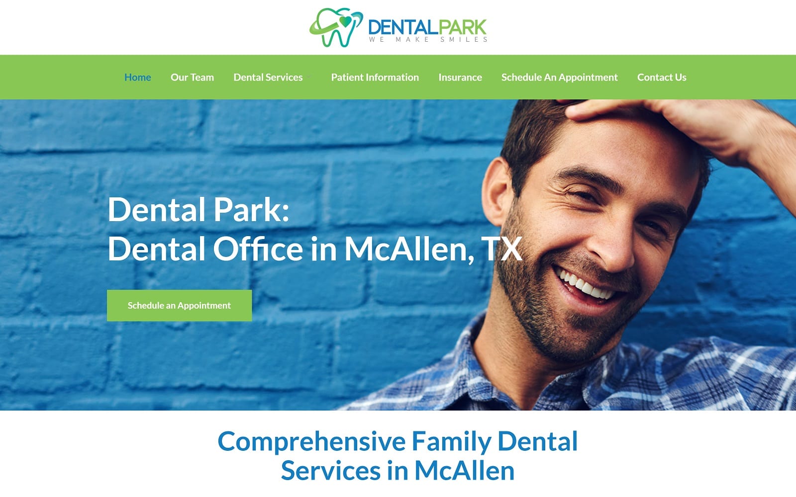 The Screenshot of Dental Park dentalparkmcallen.com Website