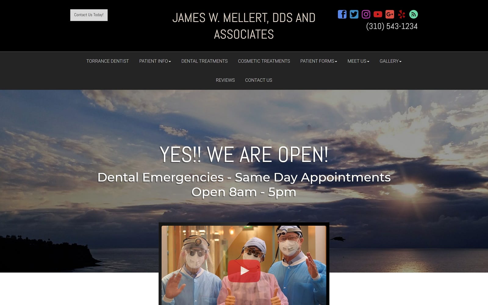 The Screenshot of James W. Mellert DDS and Associates dentisttorrance.com Website