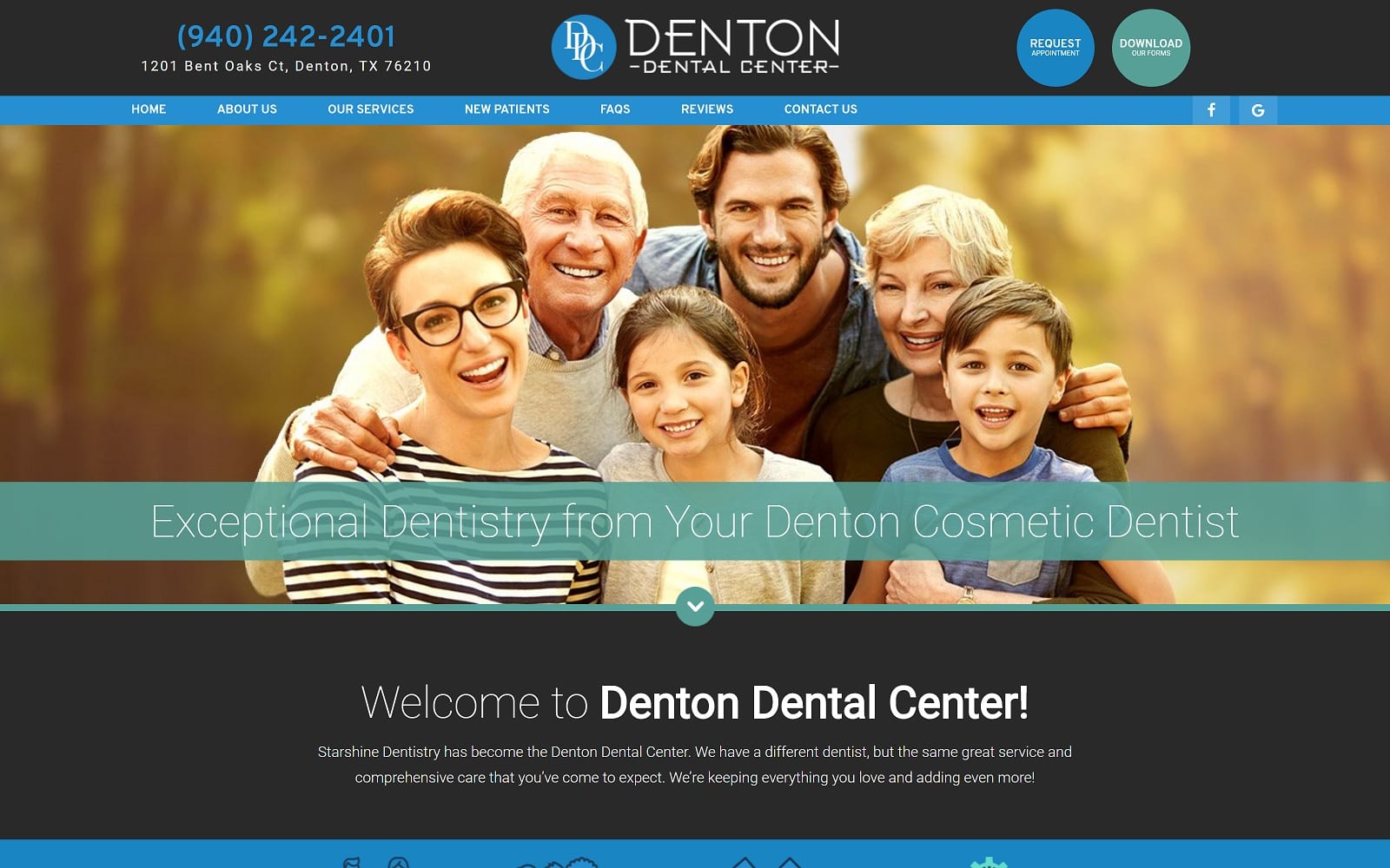 The Screenshot of Denton Dental Center dentondentalcenter.com Dr. Todd Balington Website