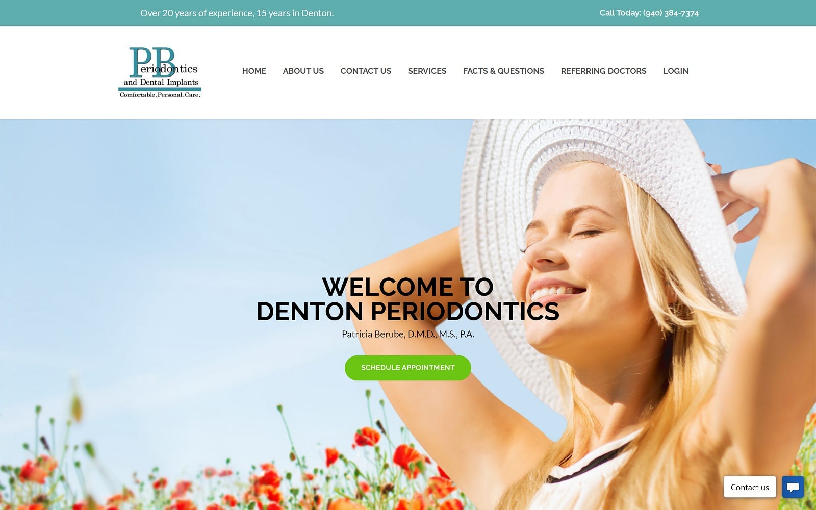 The Screenshot of Dr. Patricia Berube, DMD dentonperio.com Website