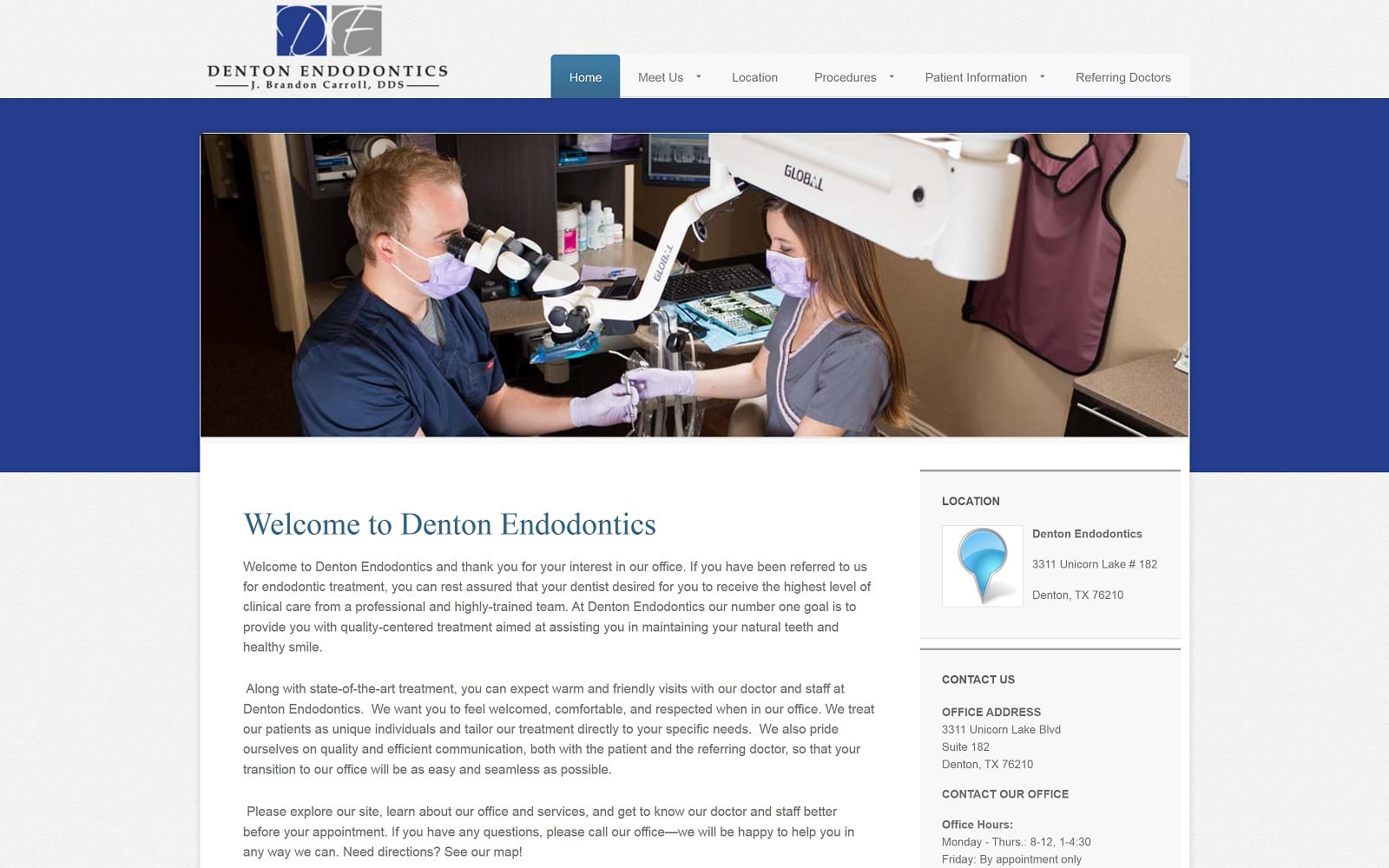 The Screenshot of Denton Endodontics, J. Brandon Carroll, D.D.S. dentontxendo.com Website