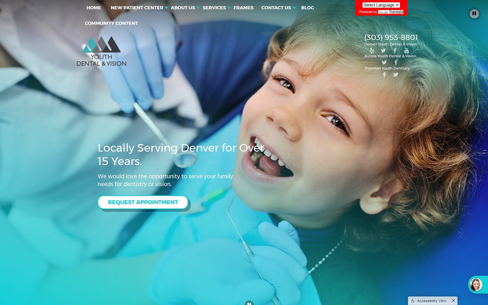 The Screenshot of Thornton Youth Dentistry denveryouthdentistry.com Website