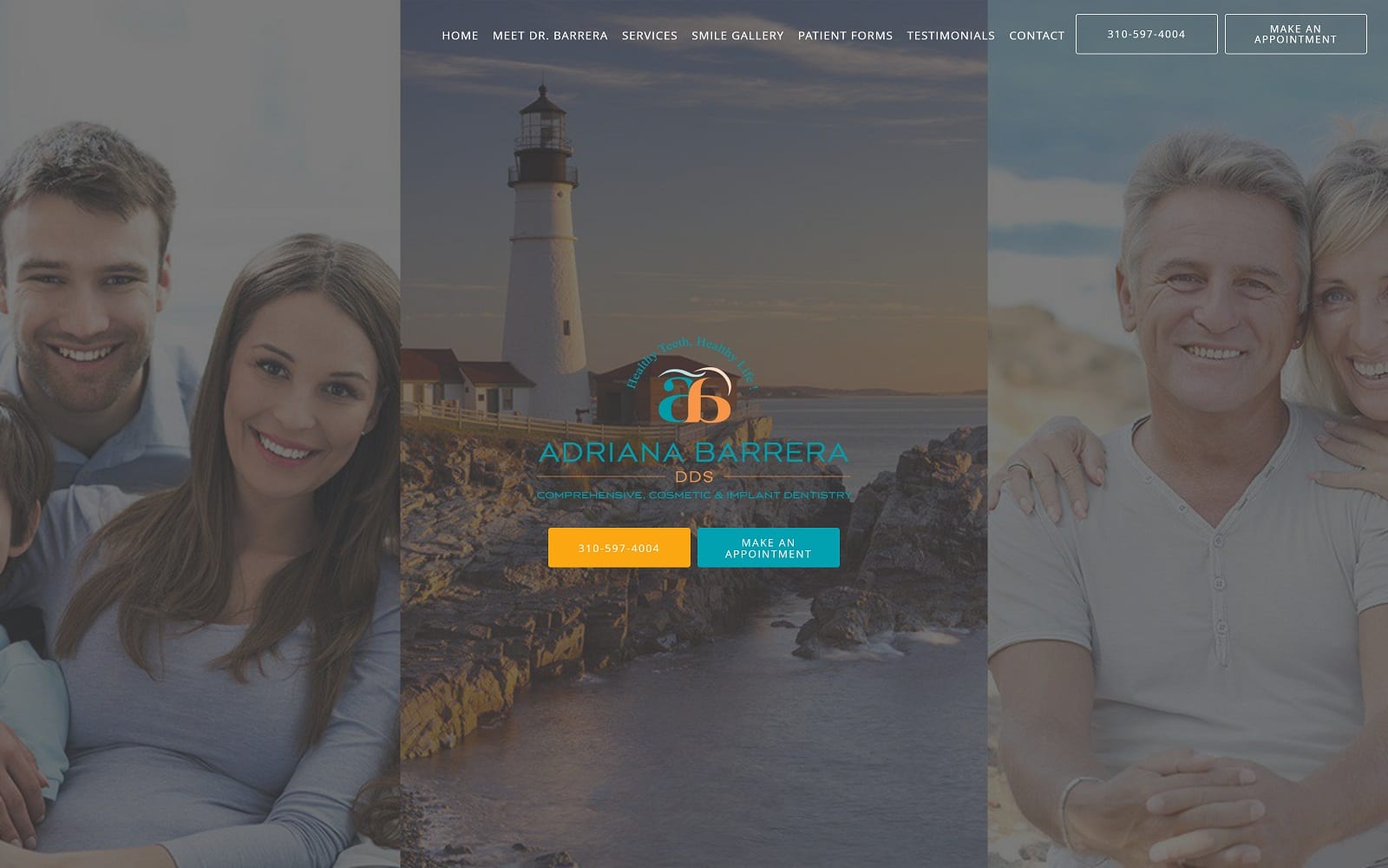 The Screenshot of Adriana Barrera DDS Comprehensive, Cosmetic & Implant Dentistry drabarrera.com Website