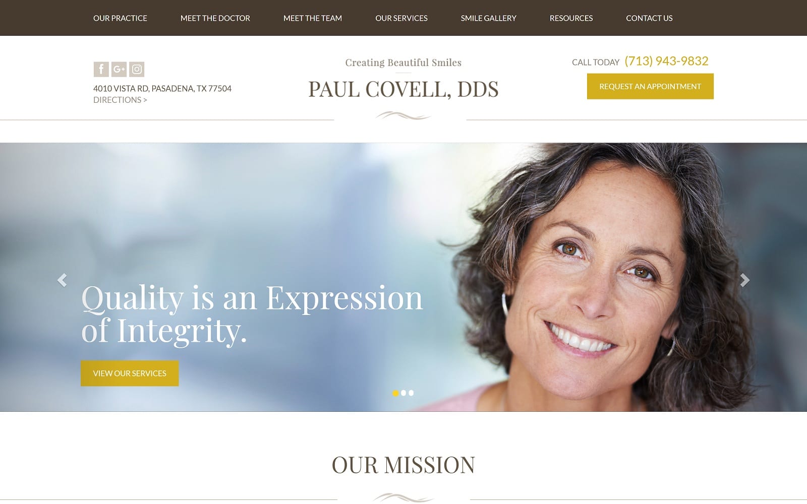 The Screenshot of Paul B Covell, DDS drcovell.com Website